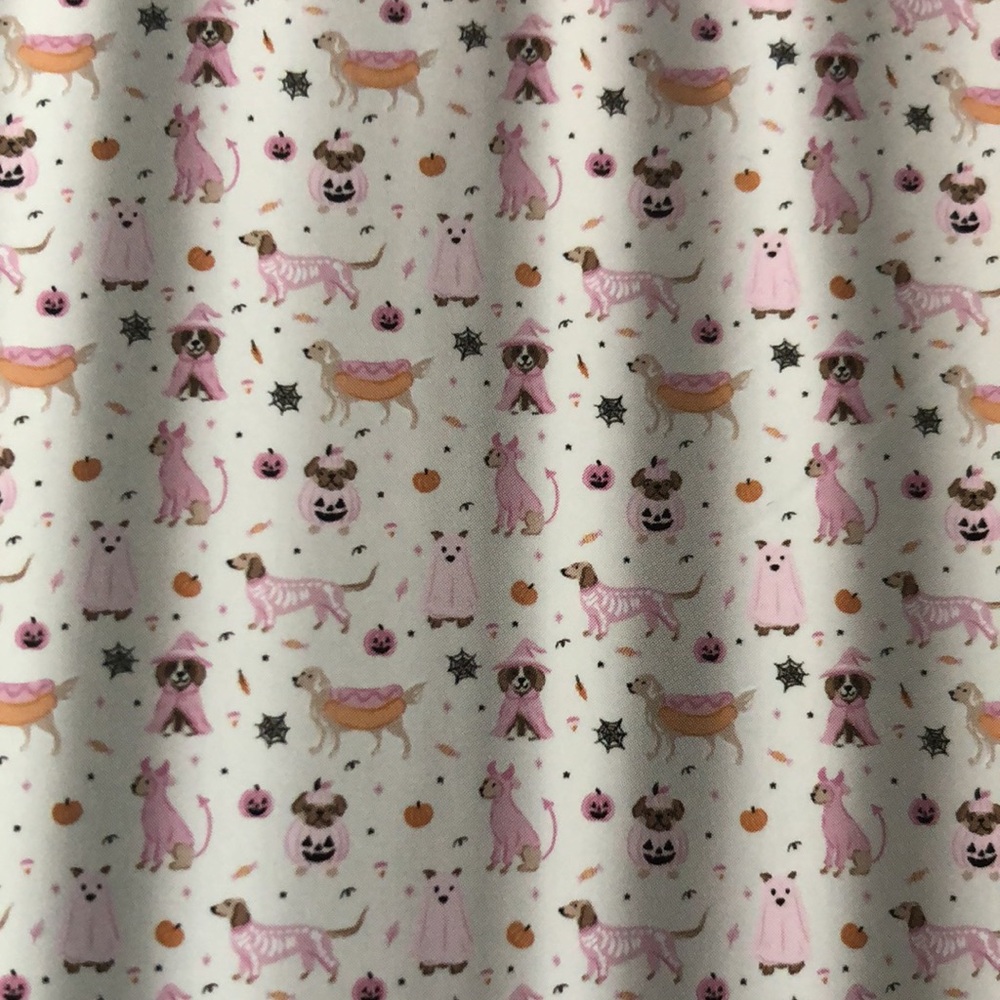 Halloween Mixed Breed Dog Print Shower Curtain - Pink - Picture 8 of 9